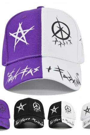 Unisex Graffiti Baseball Caps Purple and Black Men Women Hip Hop Cap Fashion Sun Hat Casual Adjustable Hats Snapback Hat