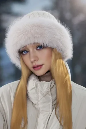 New Fluffy Fur Fisherman Hat for Women Thicken Plush Ear Protection Cap Windproof Warm Winter Bucket Hat Lady Russian Hat