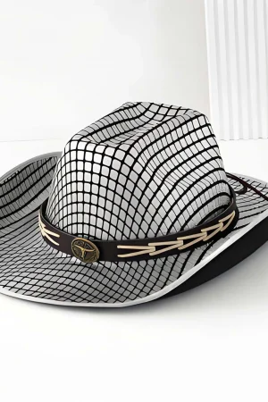 Vintage Style Unisex Cowboy Hat with Embroidered Bull Head Design and Wide Brim for Western Rodeo Fashionistas